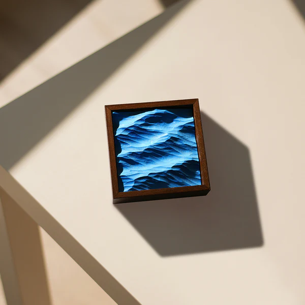 Mini Ocean Hand-Carved Wooden Wall Art | Framed