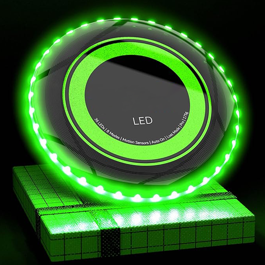 Flying Disc features 108 RGB multi-color LEDs or 36 monochrome LEDs.