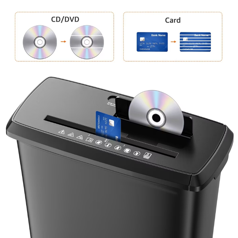 Strip shredder, capable of shredding paper, CDs, and credit cards