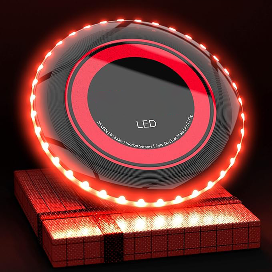Flying Disc features 108 RGB multi-color LEDs or 36 monochrome LEDs.