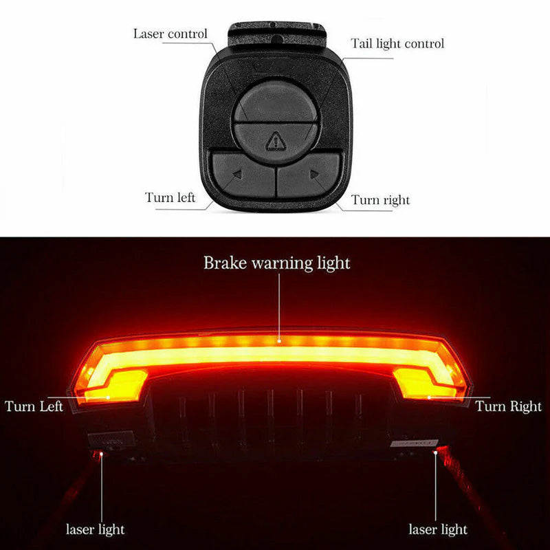 Smart Bike Tail Light with Remote Turn Signals & Laser