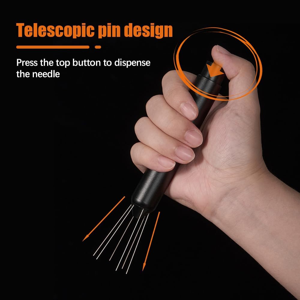 Espresso Powder Distributor – Telescoping WDT Tool with 0.4mm Needles for Precision Extraction