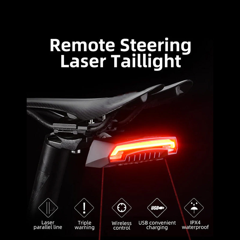 Smart Bike Tail Light with Remote Turn Signals & Laser