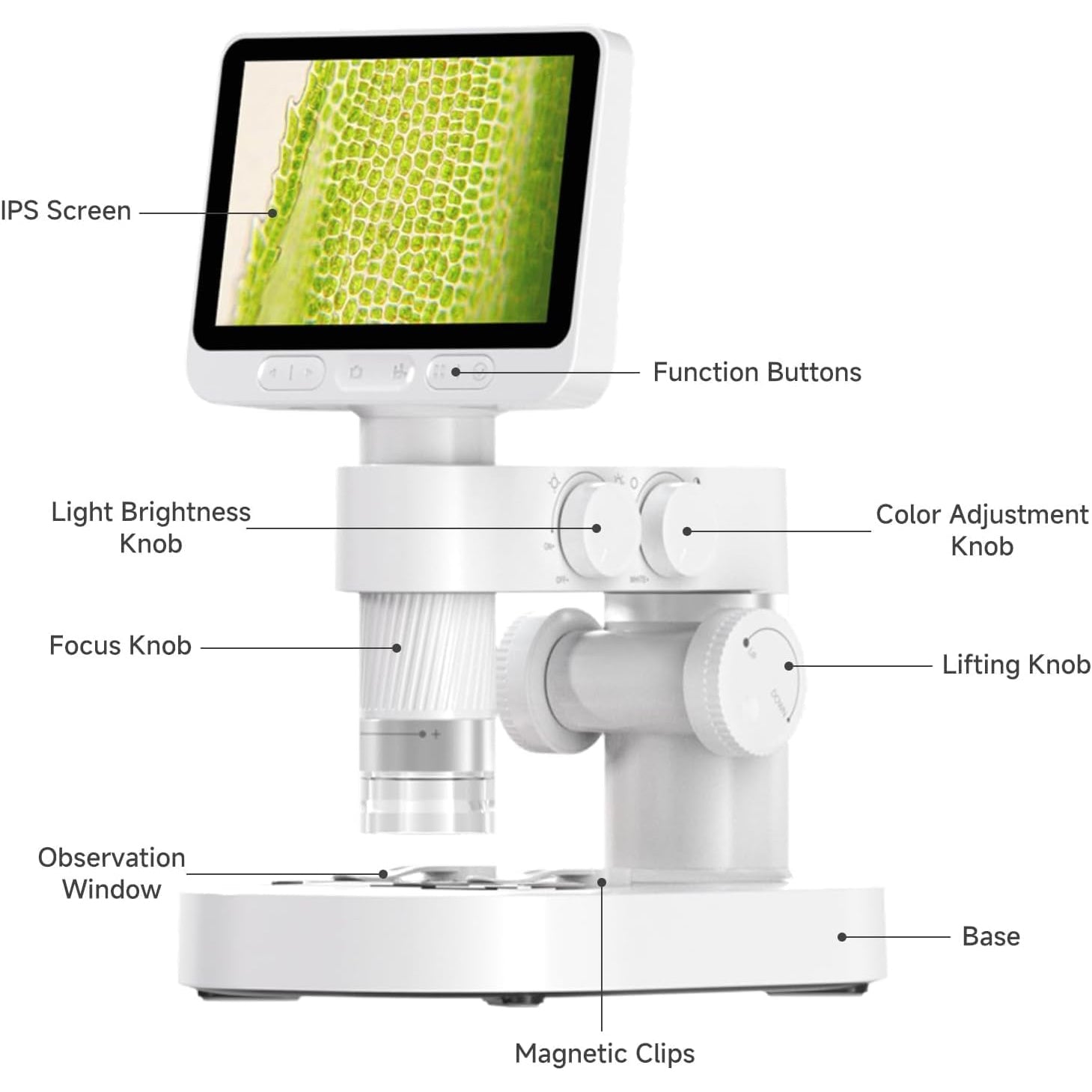 4-Inch IPS Handheld Pocket Digital Microscope – 100-1600x Magnification