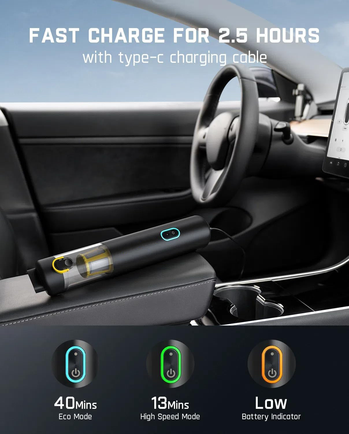 Car Vacuum Cleaner – 4-in-1 Portable Mini Cordless Vacuum