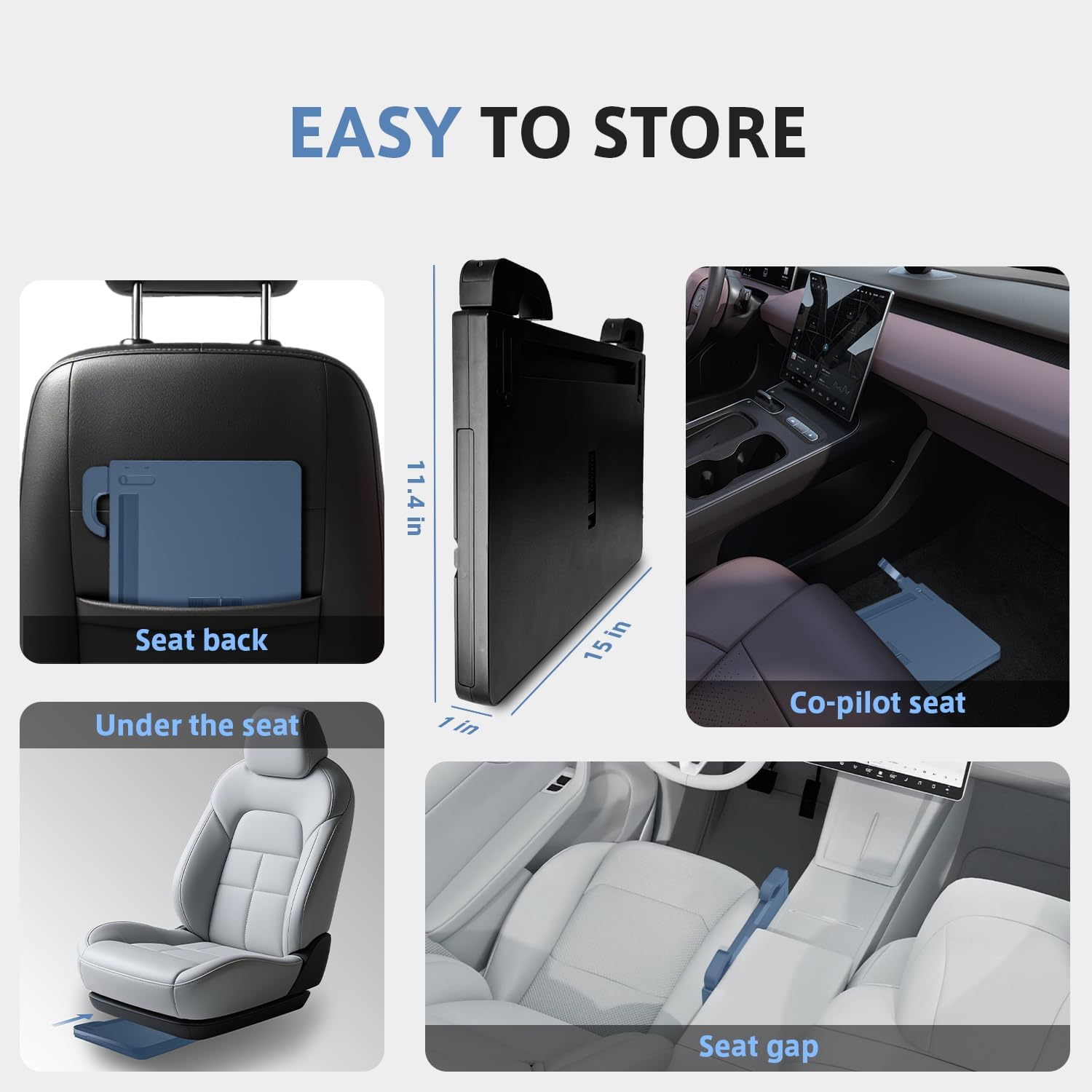 Adjustable car tray with drawer and anti-slip protective rubber