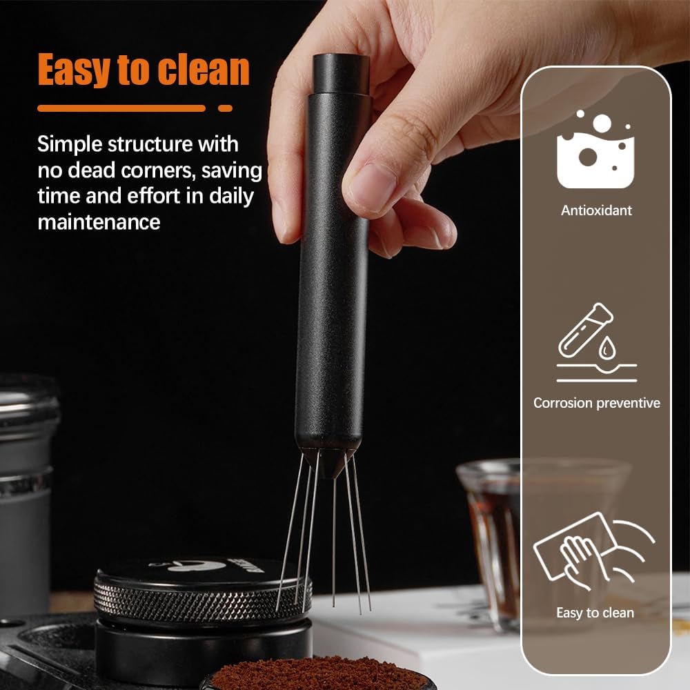 Espresso Powder Distributor – Telescoping WDT Tool with 0.4mm Needles for Precision Extraction
