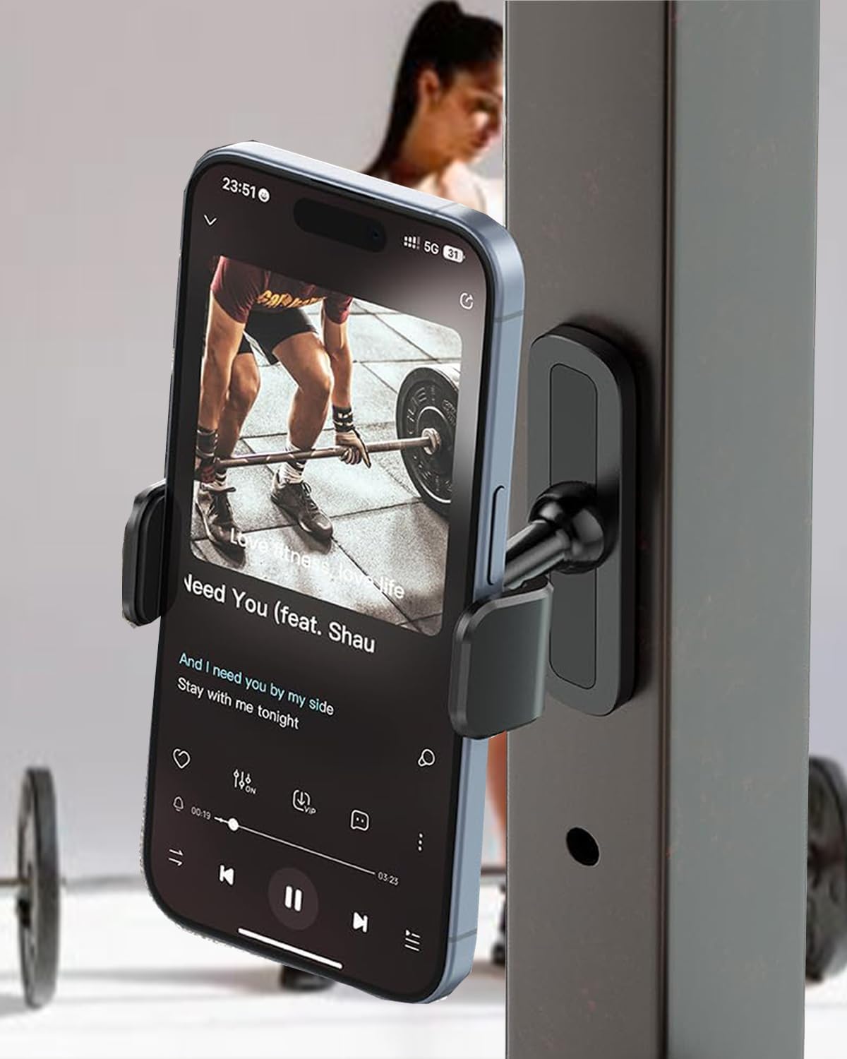 Magnetic Phone Mount | 360° Adjustable Fitness Phone Stand