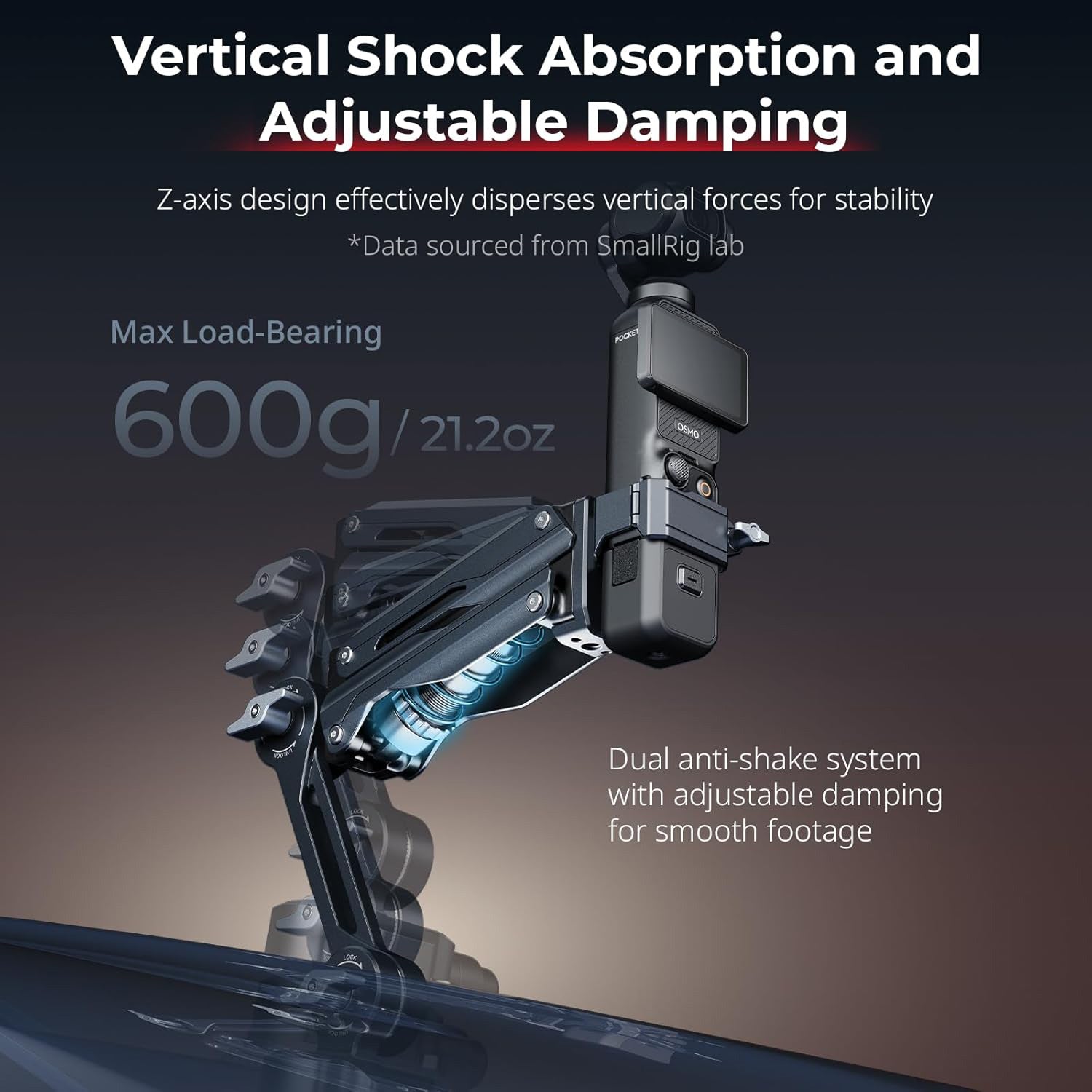 Mini Electronic Shock Absorber Arm – 5" Suction Cup Car Mount
