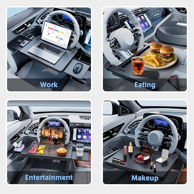 Adjustable car tray with drawer and anti-slip protective rubber