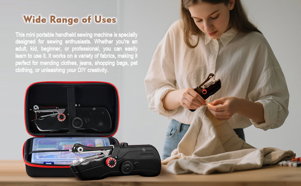 Using a handheld sewing machine