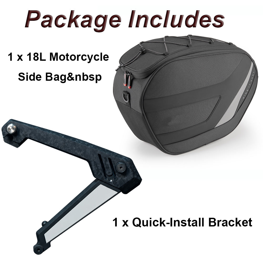 Premium 18L Waterproof Motorcycle Side Bag with Hidden Mount!