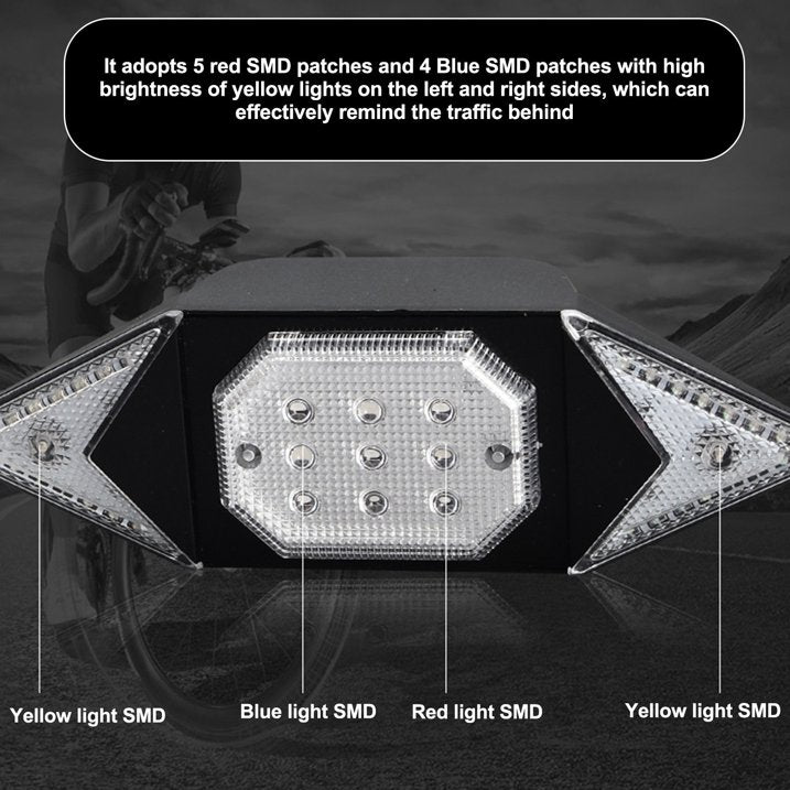 Bicycle Tail Light with Remote Control | Waterproof Warning Cycling Light