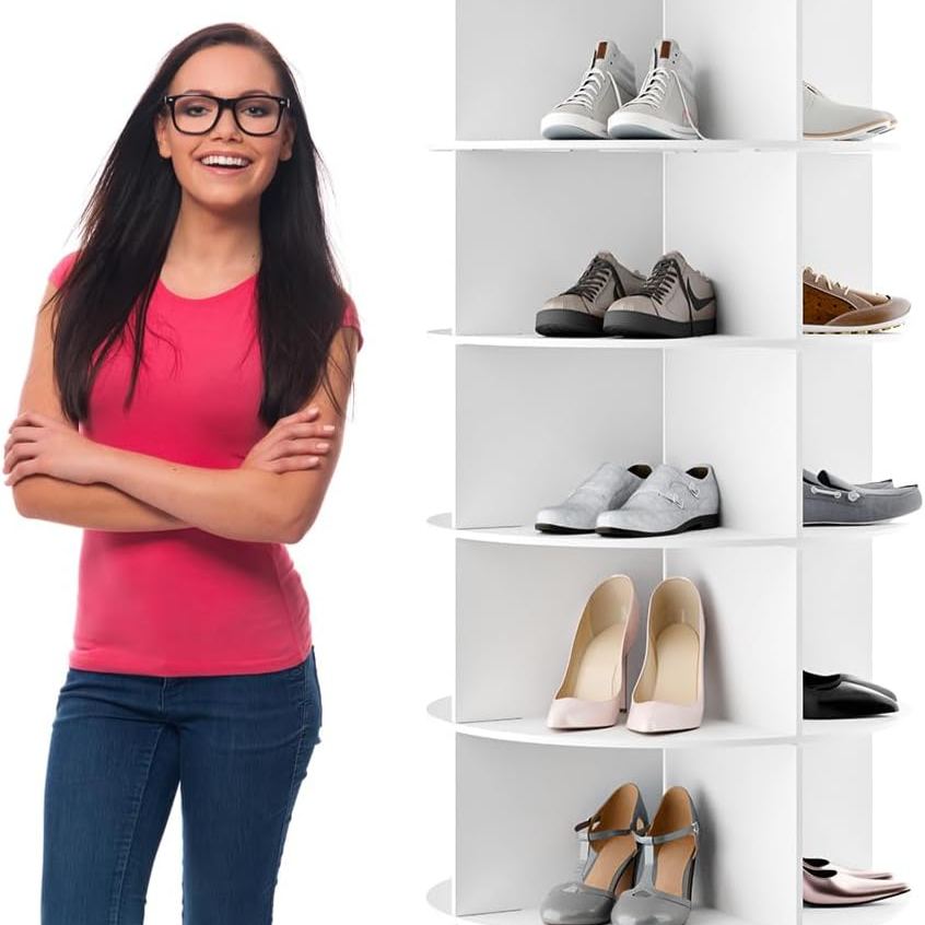 7 Tier Rotating Shoe Rack,Spinning Shoe Rack Organizer,Lazy Susan Shoe Rack Tower,Free Standing 360° Revolving Shoe Rack,Elegant Shoe Carousel