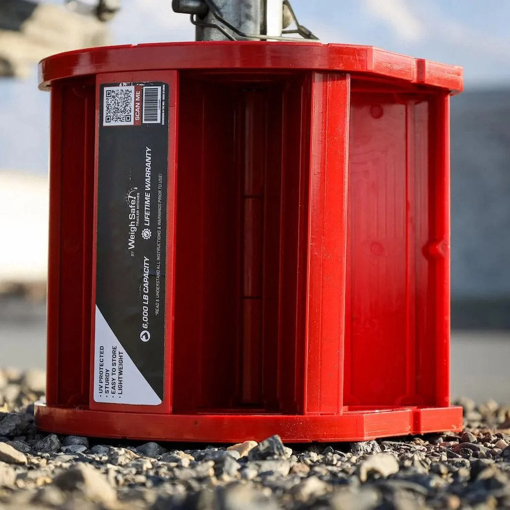 Weighing safety flip jack block