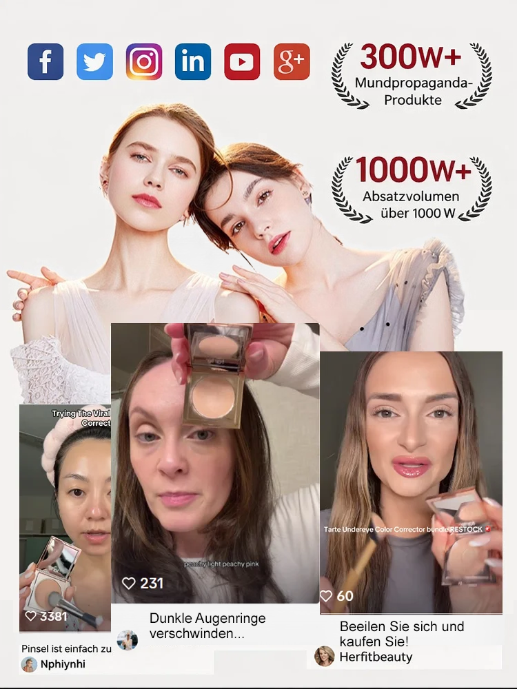 【Risikofrei Testen】Farbkorrigierender CC Ton-Concealer | Gegen Augenringe + Falten| Squalan + Koffein Pflege | Gratis Pinsel💖