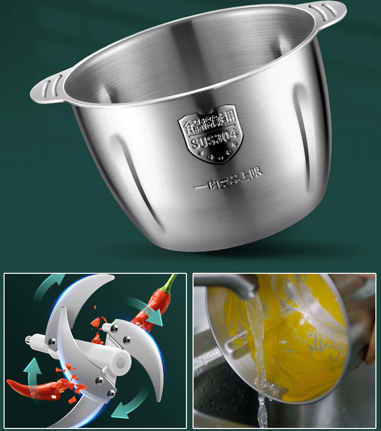 [CE/LFGB Zertifiziert] Premium Universalzerkleinerer 2L | 304 Edelstahl | 300W Kupfermotor | Zerkleinert in 6 Sekunden 🥩✨