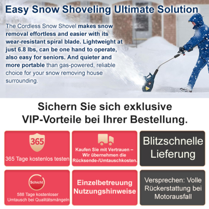 【TÜV-Zertifiziert】 Ultraleichte Hochleistungs-Akku-Schneefräse ❄️ | Einfahrt frei in 3 Min. | 12 Std. Laufzeit | Leises Design | 10 Jahre Garantie
