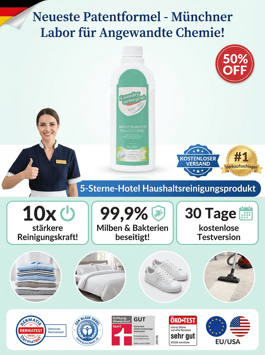 【Dermatest zertifiziert】Kraftvolles Waschmittel zur Aufhellung | Fleckenentfernung in 3s | Farbauffrischung 👕🌿