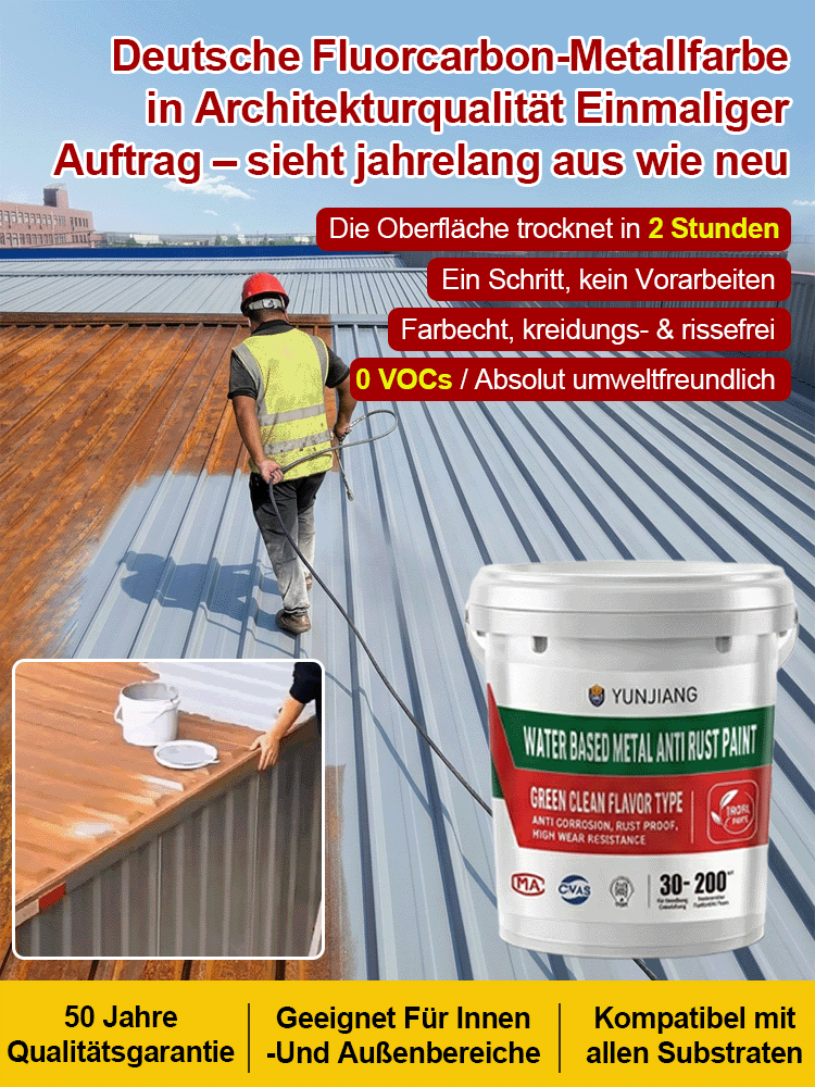 🏅 TÜV und Blauer Engel zertifiziert: Industrie-Metallfarbe | Kein Schleifen oder Grundieren | 2h schnelltrocknend | 30 Jahre haltbar | Umweltfreundlich 🎨