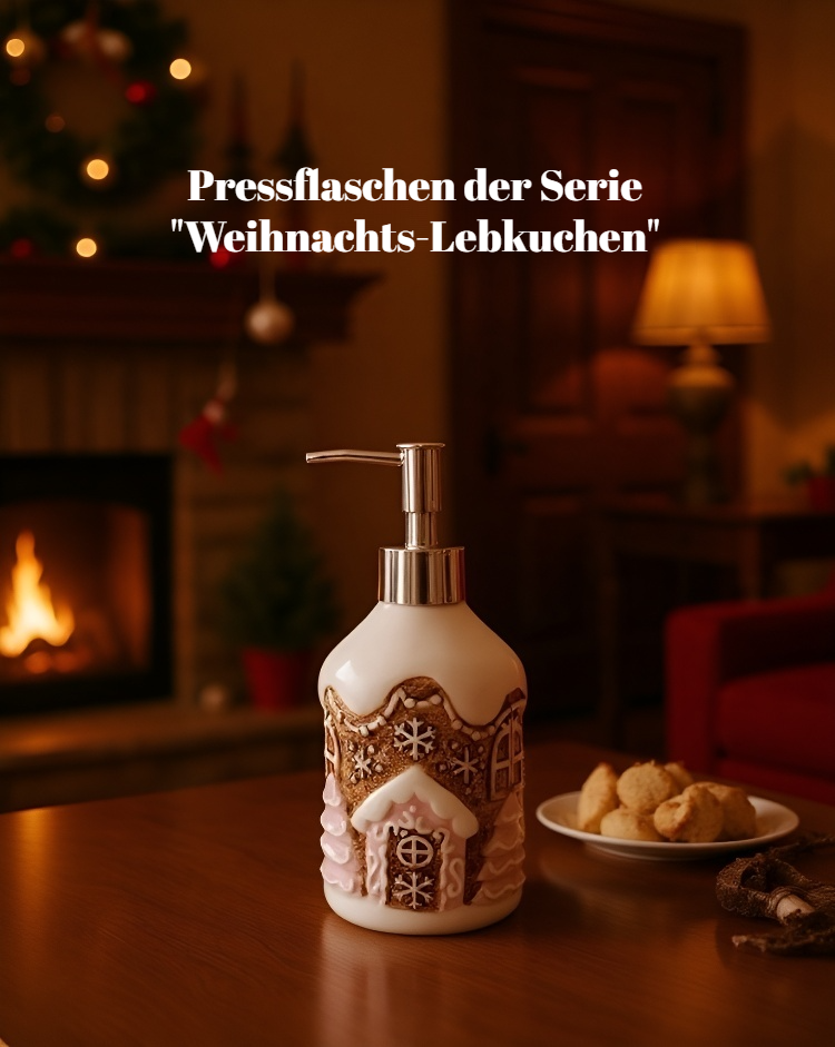 Lebkuchenhaus-Bären Seifenspender auf dem Badezimmerregal