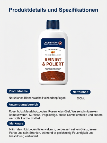 【Blauer Engel Zertifizierung】Premium Bienenwachs Holzpflege-Öl | 3-in-1 Reinigung Politur Schutz | Repariert Kratzer in 3 Sekunden | Rutschfest und wasserabweisend ✨