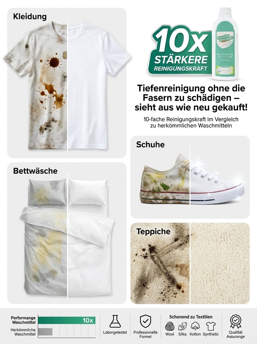 【Dermatest zertifiziert】Kraftvolles Waschmittel zur Aufhellung | Fleckenentfernung in 3s | Farbauffrischung 👕🌿