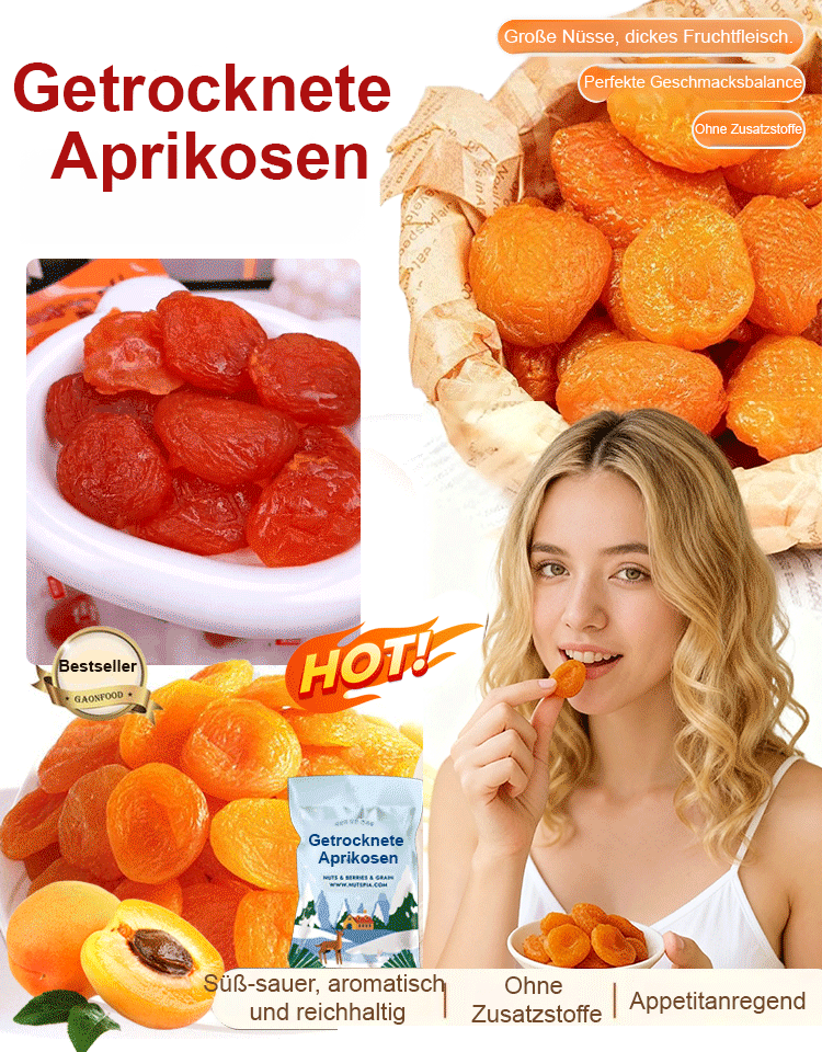 【Geld-zurück-Garantie】 Bio Soft-Aprikosen | 0% Zuckerzusatz & 0% Zusatzstoffe | Von Ärzten empfohlenes Naturprodukt 🍑☀️