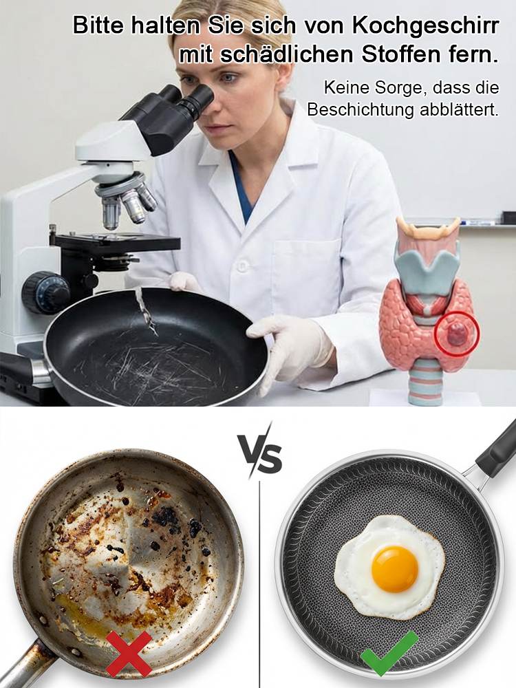 [Aus Geislingen] Edelstahl-Wabenpfanne & Antihaft | 100% Chemiefrei (LFGB/SGS) | 1 Mio. Mal Abriebfest | 80% Energiesparend 🍳🥩