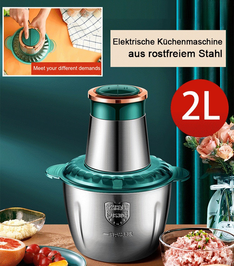 [CE/LFGB Zertifiziert] Premium Universalzerkleinerer 2L | 304 Edelstahl | 300W Kupfermotor | Zerkleinert in 6 Sekunden 🥩✨