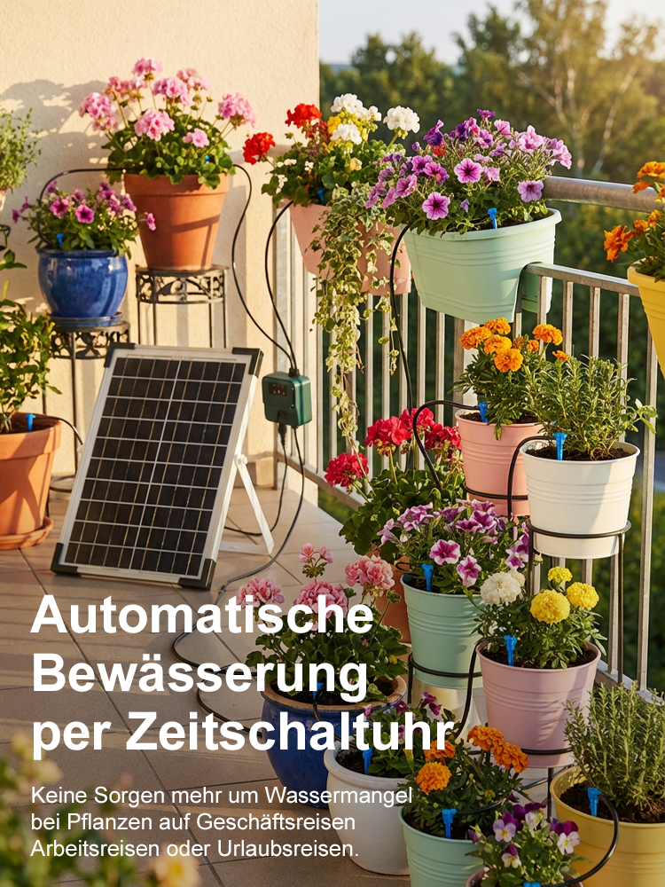 [spoga+gafa Empfehlung] Vollautomatisches Solar-Bewässerungssystem 🪴 | Ohne Wasserhahn oder Strom | 70% Wasserersparnis | Für Balkon und Garten ☀️