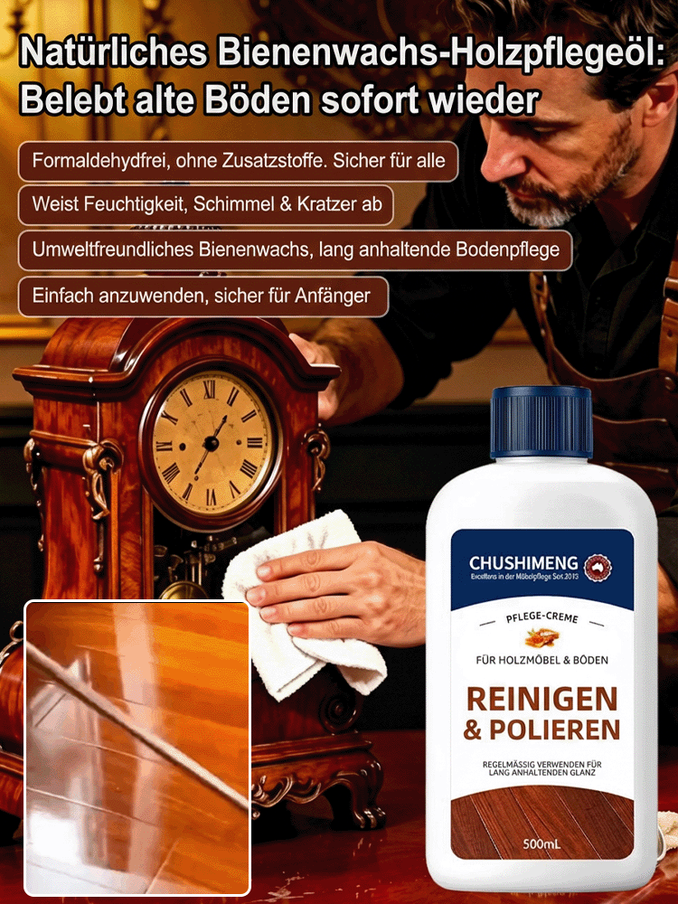 【Blauer Engel Zertifizierung】Premium Bienenwachs Holzpflege-Öl | 3-in-1 Reinigung Politur Schutz | Repariert Kratzer in 3 Sekunden | Rutschfest und wasserabweisend ✨