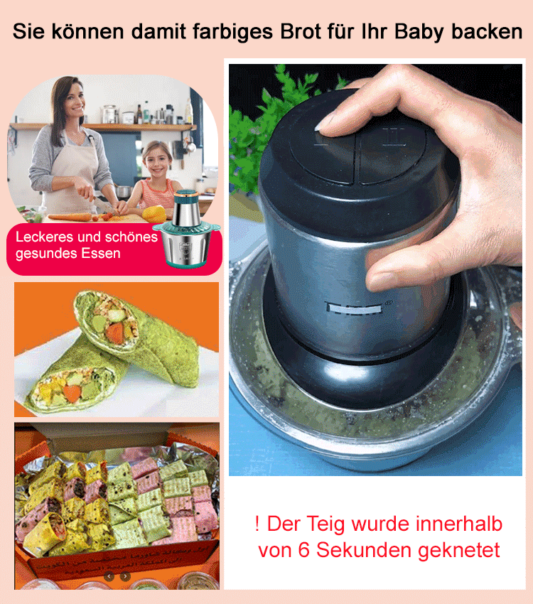[CE/LFGB Zertifiziert] Premium Universalzerkleinerer 2L | 304 Edelstahl | 300W Kupfermotor | Zerkleinert in 6 Sekunden 🥩✨