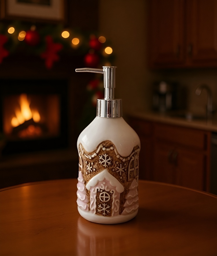 Lebkuchenmensch und Lebkuchenhaus als dekorative Pumpflasche