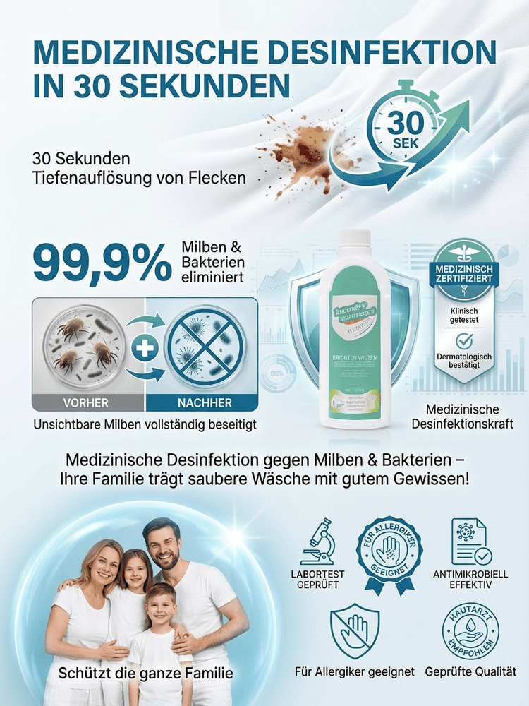 【Dermatest zertifiziert】Kraftvolles Waschmittel zur Aufhellung | Fleckenentfernung in 3s | Farbauffrischung 👕🌿