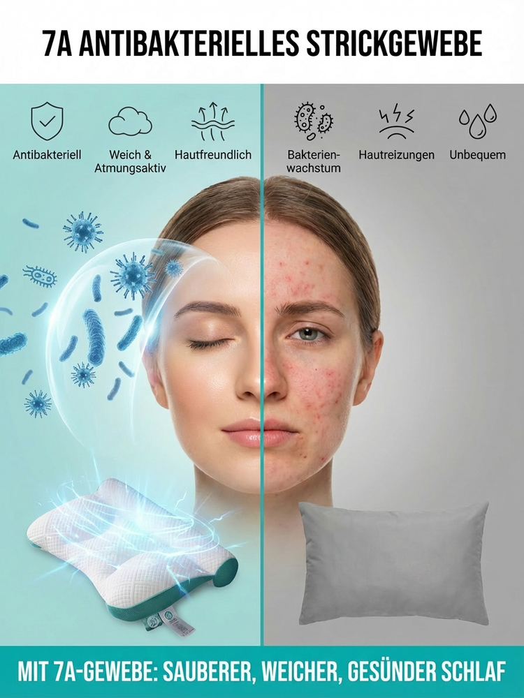  TÜV zertifiziert | Dermatest Sehr Gut | Orthopädisches Daunen-Nackenkissen | 5D-Ergonomie gegen Schmerzen | Atmungsaktiv🛌💤