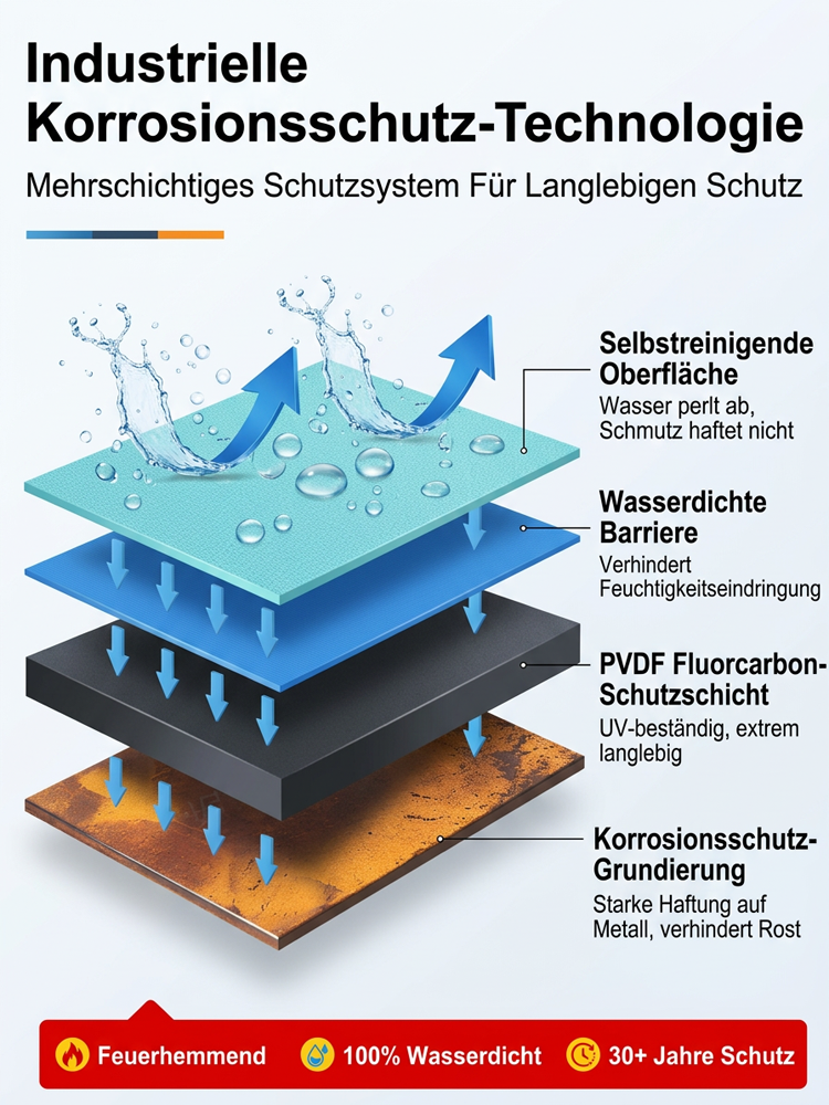 🏅 TÜV und Blauer Engel zertifiziert: Industrie-Metallfarbe | Kein Schleifen oder Grundieren | 2h schnelltrocknend | 30 Jahre haltbar | Umweltfreundlich 🎨