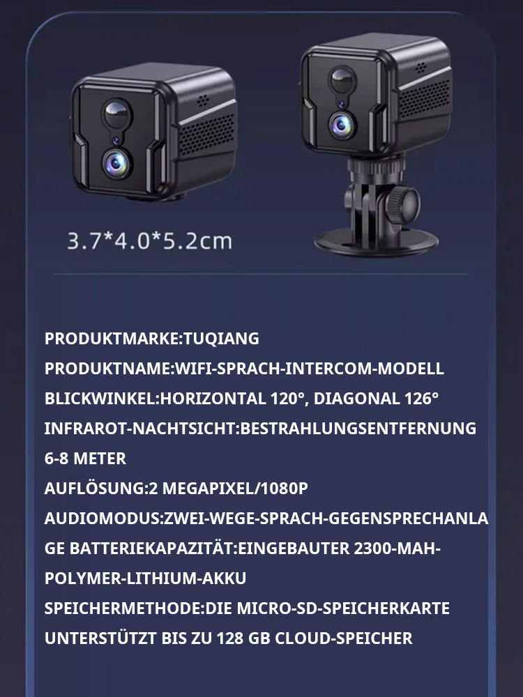 Magnetische 4K HD-Überwachungskamera ohne Bohren | Kein Abo | Ohne Stromkabel oder WLAN nutzbar | AES-256 Datenverschlüsselung 🛡️📸