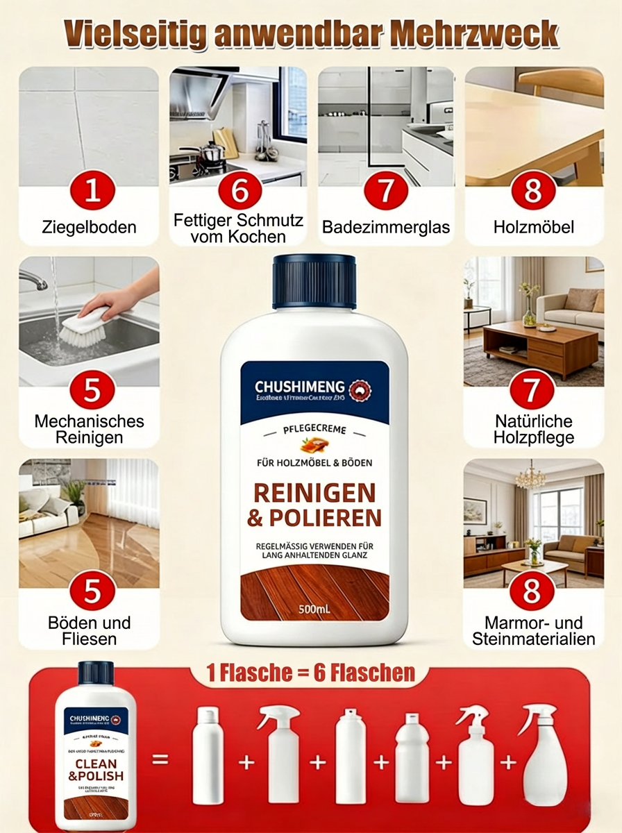【Blauer Engel Zertifizierung】Premium Bienenwachs Holzpflege-Öl | 3-in-1 Reinigung Politur Schutz | Repariert Kratzer in 3 Sekunden | Rutschfest und wasserabweisend ✨