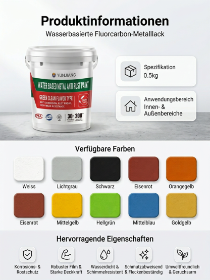 🏅 TÜV und Blauer Engel zertifiziert: Industrie-Metallfarbe | Kein Schleifen oder Grundieren | 2h schnelltrocknend | 30 Jahre haltbar | Umweltfreundlich 🎨