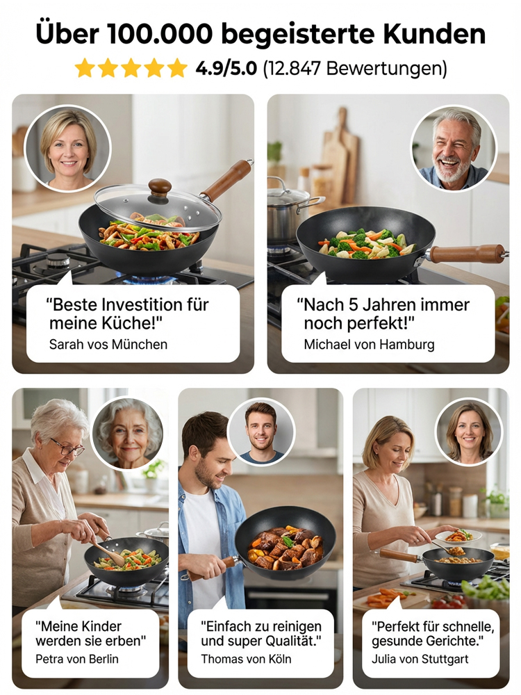 【 LFGB-Zertifiziert】Nanbu Tekki Japanische handgeschmiedete Eisenpfanne | 100% PFAS-frei | Natürliche Antihaftwirkung |Eisenanreicherung | Rostfrei und kratzfest 🍳