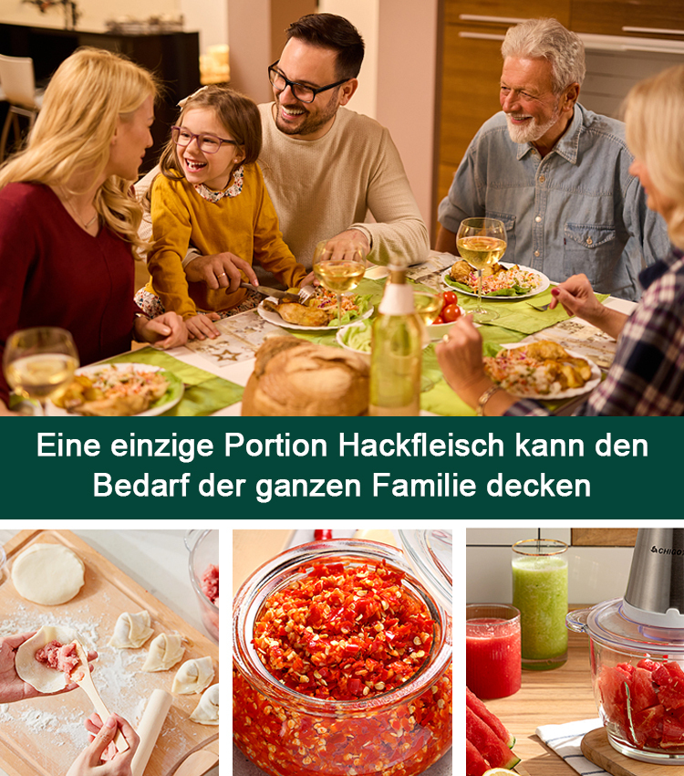 [CE/LFGB Zertifiziert] Premium Universalzerkleinerer 2L | 304 Edelstahl | 300W Kupfermotor | Zerkleinert in 6 Sekunden 🥩✨