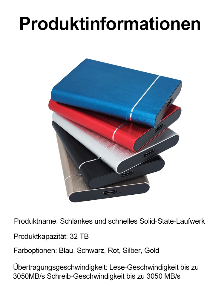 [Inkl. 10 Jahre Garantie] 32TB Tragbare Enterprise SSD |3050 MB/s High-Speed 🚀 | IP54 wasser- und sturzfest | Universell kompatibel | DSGVO-konform 🛡️