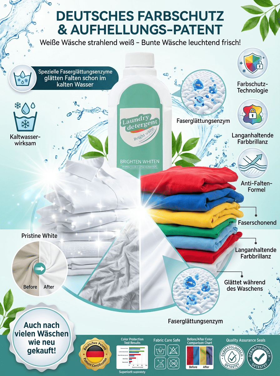 【Dermatest zertifiziert】Kraftvolles Waschmittel zur Aufhellung | Fleckenentfernung in 3s | Farbauffrischung 👕🌿