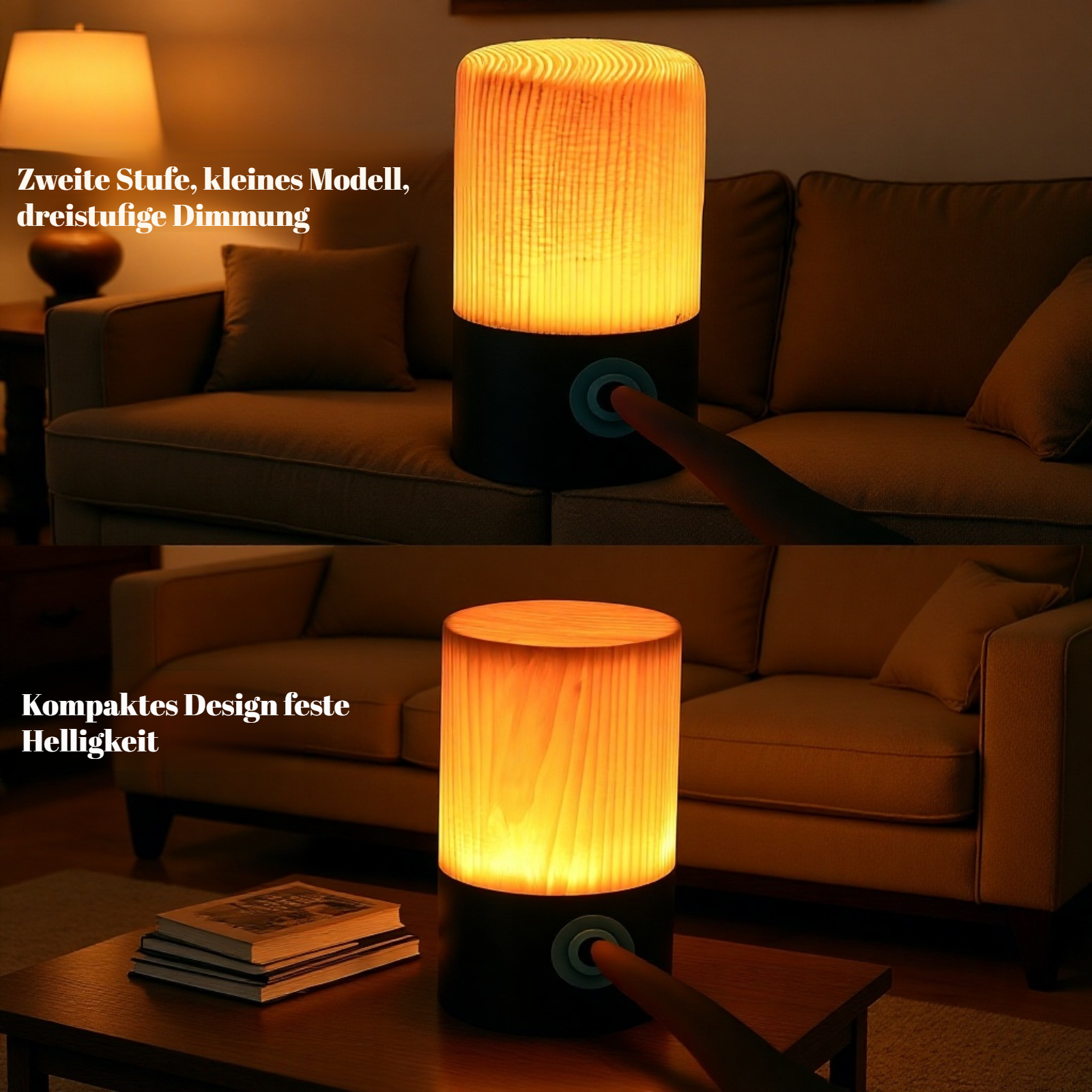 Grüne und nachhaltige LED-Nachtleuchte im Schlafzimmer