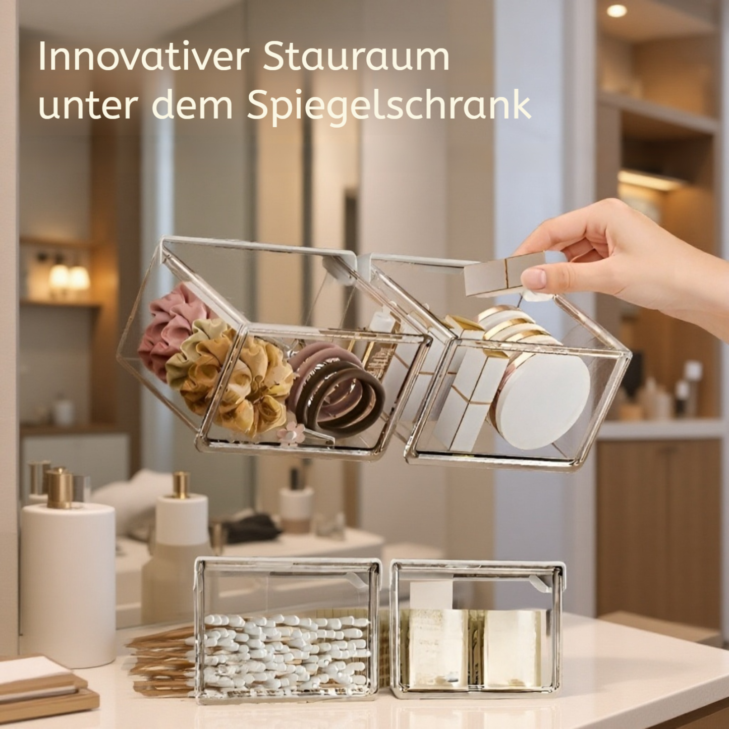 Transparente Aufbewahrungsbox für den Tisch, 33° geneigt, leicht zugänglich