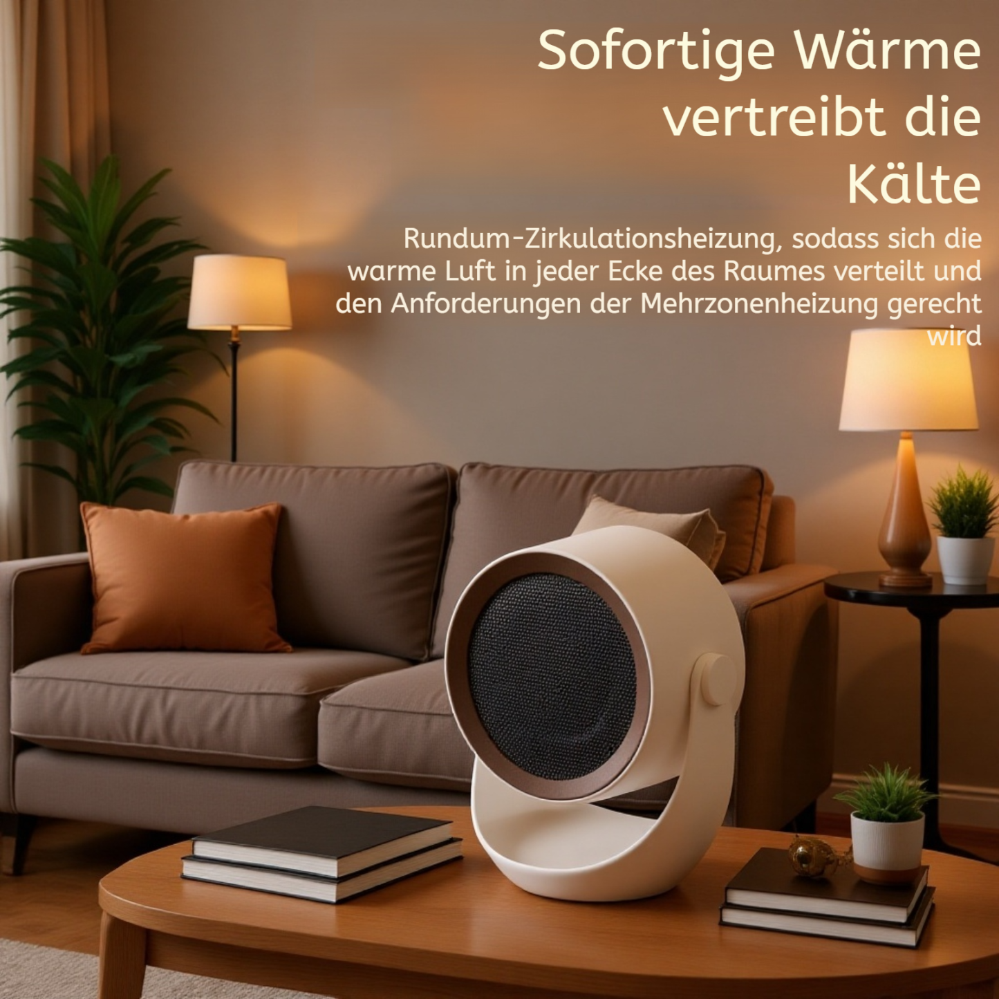 Kompakter Heizlüfter für den Schreibtisch, geräuschloser und stromsparender Elektroheizer
