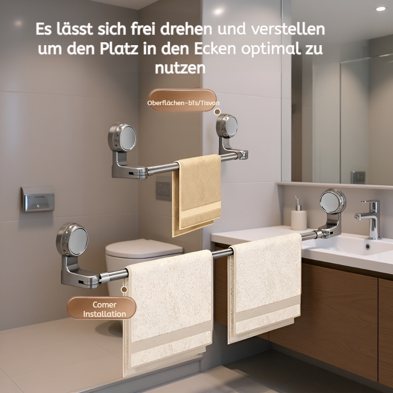 Schwenkbares und ausziehbares Badezimmerregal aus Edelstahl mit Saugnäpfen