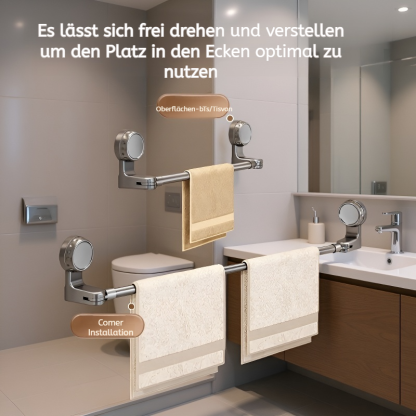 Schwenkbares und ausziehbares Badezimmerregal aus Edelstahl mit Saugnäpfen