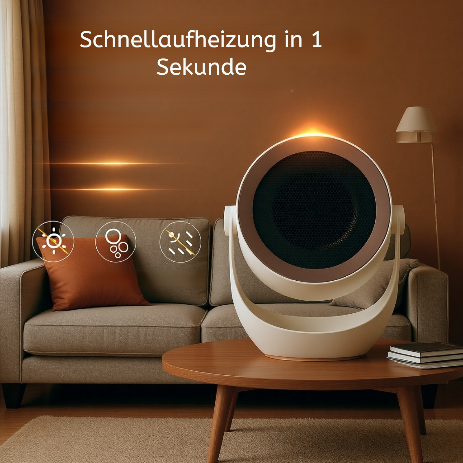 Kompakter Heizlüfter für den Schreibtisch, geräuschloser und stromsparender Elektroheizer